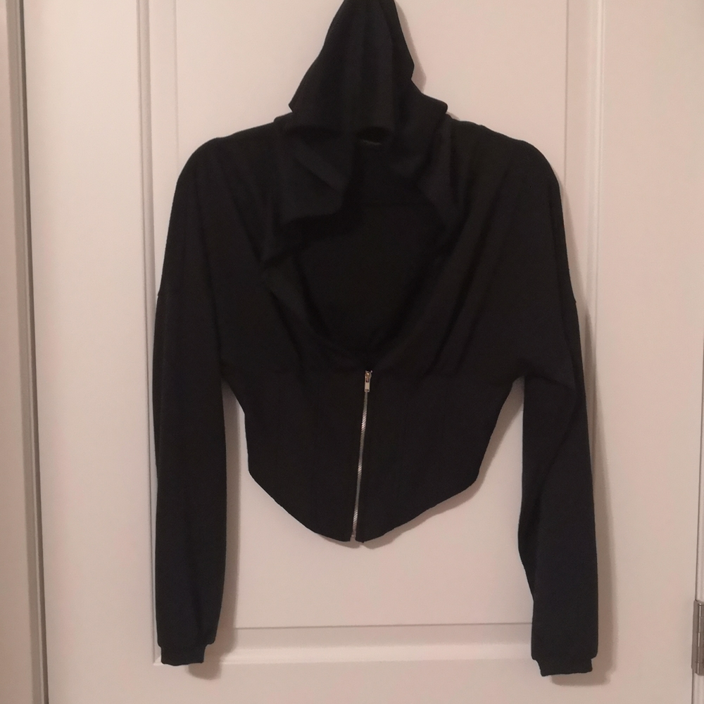 Zip-up Hooded Crop - Picture 3 of 4